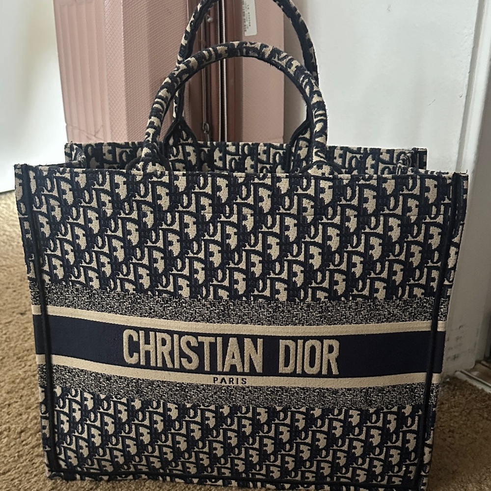 Christian Dior Navy and Cream Tote Bag